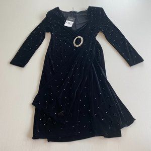 Zara Diamond Spotted Dress w/ Belt & Shoulder Pads